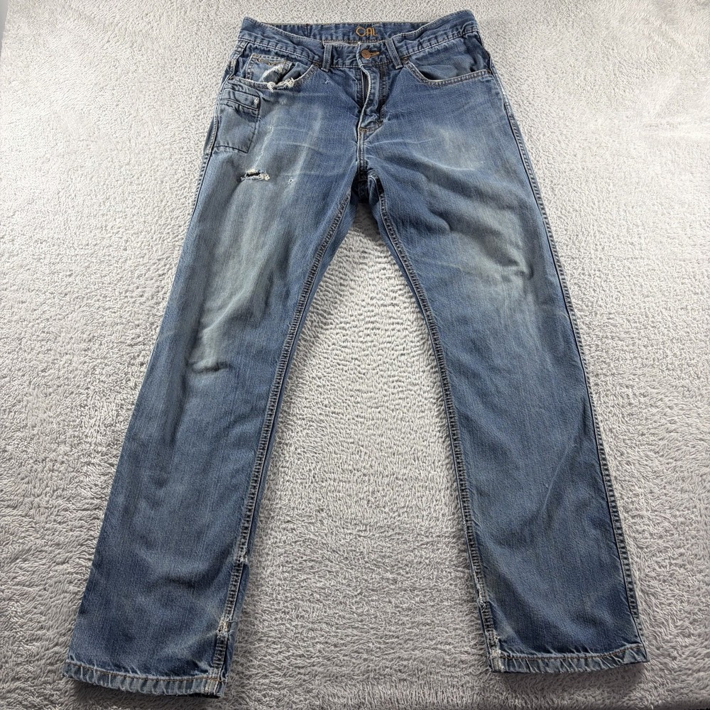 Kimes Ranch CAL Jeans Mens 32x32 Blue Faded Heavily Distressed Ranch Western USA